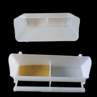 Plastic Pigeon Feeder Extended Bird Food Box Large Capacity Parrot Feeding Container with Perch Holder